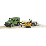 BRUDER - LAND ROVER Defender avec une remorque, Mini Pelle JCB et personnage - 61 cm