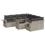 vidaXL Salon de jardin 9 Pièces avec coussins gris clair résine tressée