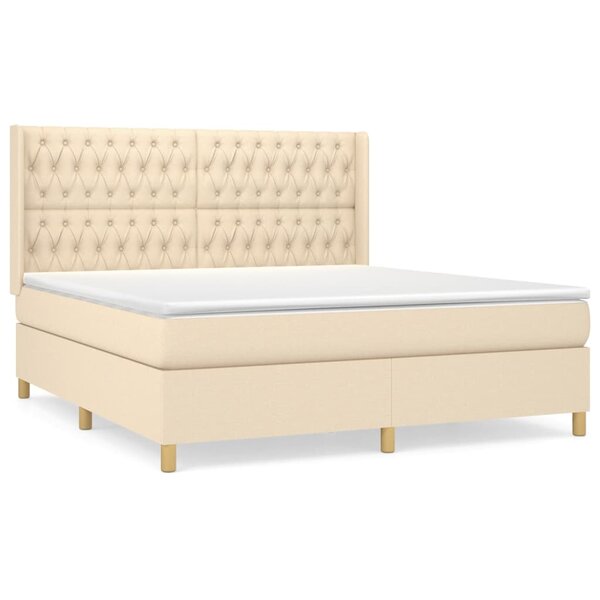 vidaXL Sommier à lattes de lit avec matelas Crème 180x200 cm Tissu