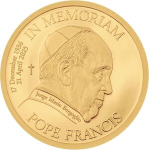 Monnaie IN MEMORIAM POPE FRANCIS Or 5$ Cook Islands 2025 (PRÉCOMMANDE)