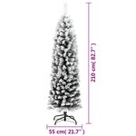 vidaXL Sapin de Noël artificiel mince flocon de neige vert 210 cm PVC