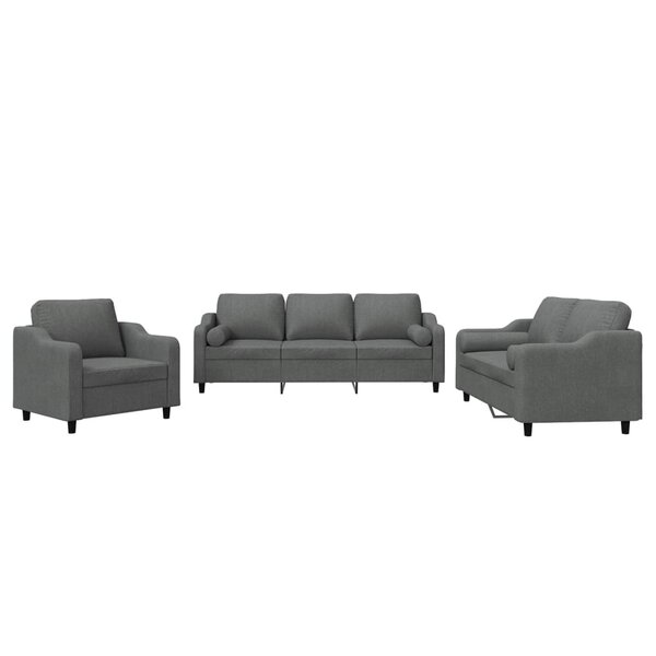 vidaXL Ensemble de canapés 3 Pièces coussins gris foncé tissu