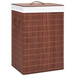 vidaXL Panier à linge avec 2 sections bambou marron 72 L