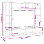 vidaXL Armoire à miroir à LED noir 91x15x76 5 cm