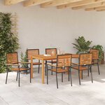 vidaXL Ensemble de salle à manger pour jardin 7 Pièces Noir Poly rotin