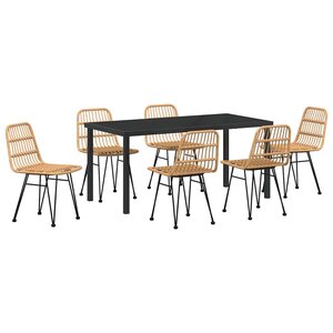 vidaXL Ensemble de salle à manger pour jardin 7 Pièces Marron