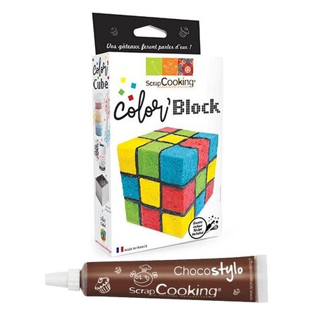 Kit gâteau Cube de couleurs + Stylo chocolat