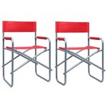 vidaXL Chaises de metteur en scène lot de 2 Acier Rouge