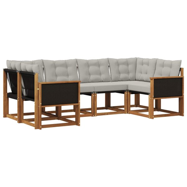 vidaXL Ensemble de canapés d'extérieur 6 pc Naturel et Gris clair
