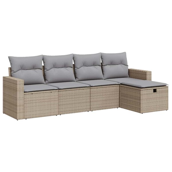 vidaXL Salon de jardin avec coussins 5 Pièces beige résine tressée
