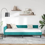 vidaXL Cadre de lit d'angle Turquoise 90 cm x 200 cm tissu