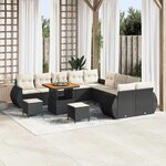 vidaXL Ensemble de canapé de jardin avec coussin 13 Pièces Noir et crème