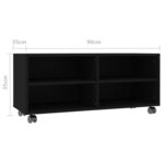 vidaXL Meuble TV avec roulettes Noir 90x35x35 cm Bois d'ingénierie