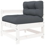 vidaXL Salon de jardin 5 Pièces avec coussins blanc bois massif