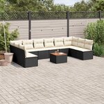 vidaXL Salon de jardin 11 Pièces avec coussins noir résine tressée