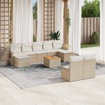 vidaXL Salon de jardin avec coussins 10 Pièces beige résine tressée