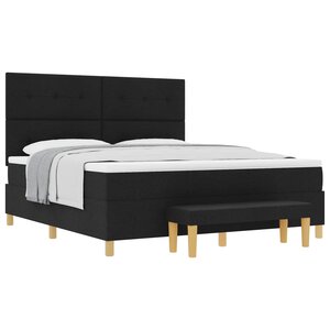 vidaXL Lit à ressorts avec matelas Noir 180 x 200 cm tissu