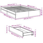 vidaXL Cadre de lit avec tiroirs sans matelas blanc 140x200 cm