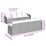 Set de canapé de jardin 9 pièces avec coussins noir poly rotin acacia