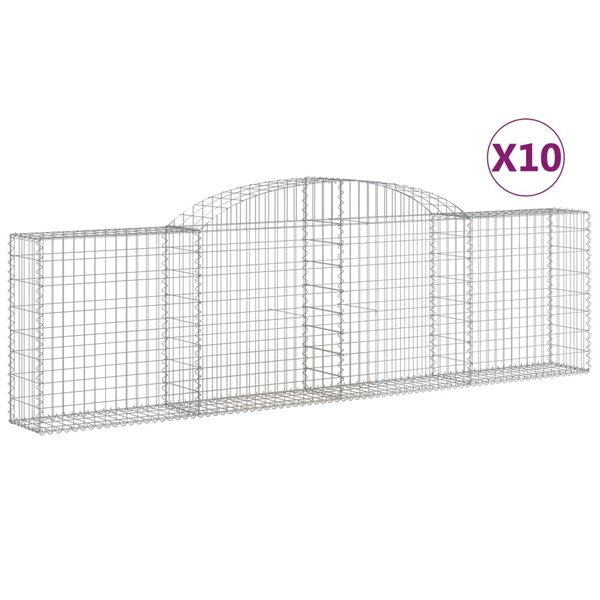 vidaXL Paniers à gabions arqués 10 Pièces 300x30x80/100 cm fer galvanisé