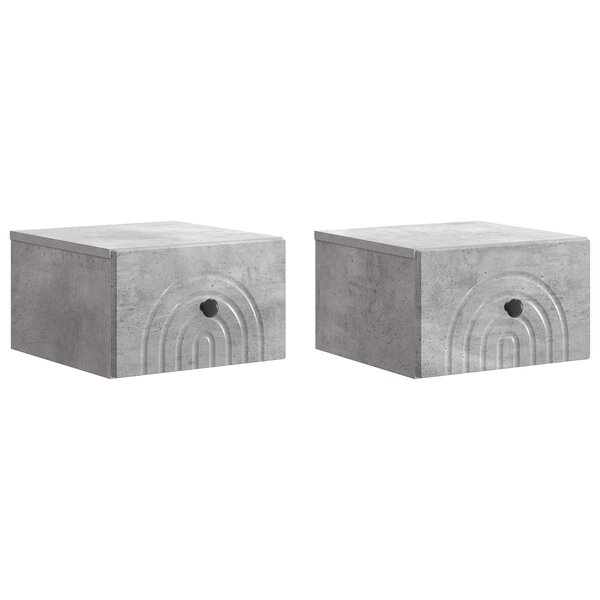 vidaXL Cabinet de chevet mural 2 Pièces Gris béton 33 x 34 5 x 20 cm