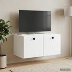 vidaXL Meuble TV mural 59 5 x 41 x 30 cm Blanc Bois d'ingénierie