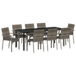 vidaXL Ensemble de chaises de jardin 9 Pièces Gris 200 x 80 x 73 cm