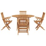 vidaXL Ensemble de salle à manger pour jardin 5 Pièces Marron Teck massif