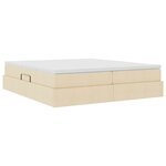 vidaXL Lit avec rangement et matelas Crème 200 x 200 cm Polyester