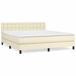 vidaXL Lit à sommier tapissier avec matelas Crème 160x200cm Similicuir