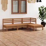vidaXL Salon de jardin 4 Pièces Bois de pin massif Marron miel