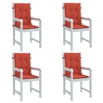 vidaXL Coussins de chaise à dossier bas lot de 4 rouge mélangé tissu