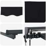 vidaXL Auvent Rétractable Noir 450x300 cm tissu