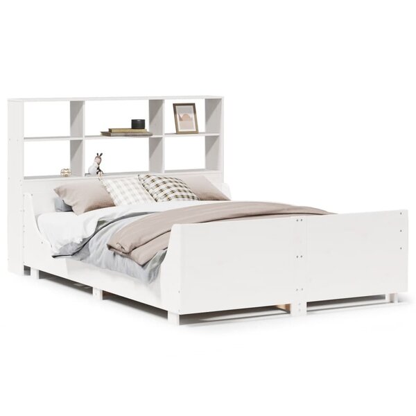 vidaXL Lit bibliothèque sans matelas blanc 120x190 cm bois massif