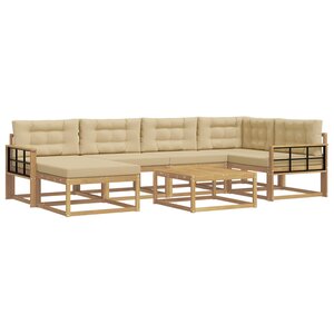 vidaXL Ensemble de canapés d'extérieur 7 pc Blanc et Beige