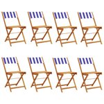 vidaXL Chaises de jardin pliantes lot de 8 tissu et bois massif