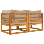 vidaXL Canapés d'angle sectionnels 2 Pièces coussins taupe Bois acacia