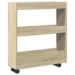 vidaXL Chariot de rangement étroit 3 niveaux chêne sonoma