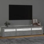 vidaXL Meuble TV avec lumières LED Gris béton 195x35x40 cm