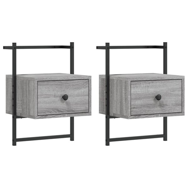 vidaXL Table de chevet murale 2 Pièces sonoma gris 35x30x51 cm