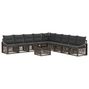 vidaXL Ensemble de canapé de jardin 10 Pièces Gris polyrotin