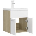 vidaXL Armoire d'évier avec lavabo intégré blanc et chêne sonoma