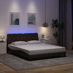 vidaXL Cadre de lit avec LED sans matelas marron foncé 160x200cm tissu