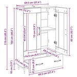 vidaXL Haut Armoire avec tiroir Chêne artisanal 69 5 x 31 x 115 cm