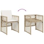 vidaXL Ensemble à manger de jardin et coussins 11 Pièces beige poly rotin