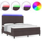 vidaXL Lit à ressorts avec matelas et LED marron foncé - 160 x 200 cm tissu