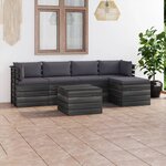 vidaXL Salon palette de jardin 6 Pièces avec coussins Bois de pin massif