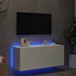 vidaXL Meuble TV mural avec lumières LED blanc 100x35x41 cm