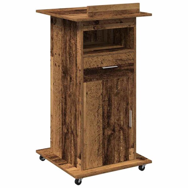 vidaXL Podium avec roue Bois ancien 55 x 55 x 107 cm Bois d'ingénierie
