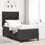 vidaXL Lit à Ressorts avec Matelas LED Noir 100 x 200 cm Velours